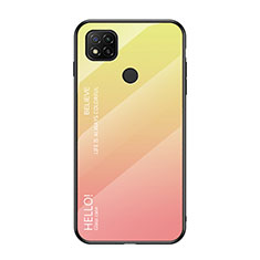 Coque Rebord Contour Silicone et Vitre Miroir Housse Etui Degrade Arc en Ciel LS1 pour Xiaomi POCO C3 Jaune