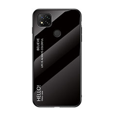 Coque Rebord Contour Silicone et Vitre Miroir Housse Etui Degrade Arc en Ciel LS1 pour Xiaomi POCO C3 Noir