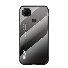 Coque Rebord Contour Silicone et Vitre Miroir Housse Etui Degrade Arc en Ciel LS1 pour Xiaomi POCO C31 Gris Fonce