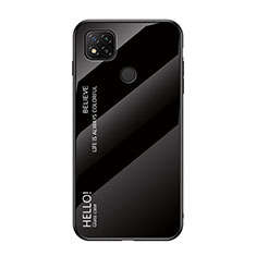 Coque Rebord Contour Silicone et Vitre Miroir Housse Etui Degrade Arc en Ciel LS1 pour Xiaomi POCO C31 Noir