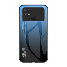 Coque Rebord Contour Silicone et Vitre Miroir Housse Etui Degrade Arc en Ciel LS1 pour Xiaomi Poco C40 Bleu