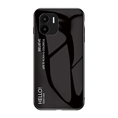 Coque Rebord Contour Silicone et Vitre Miroir Housse Etui Degrade Arc en Ciel LS1 pour Xiaomi Poco C51 Noir