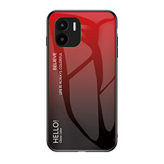 Coque Rebord Contour Silicone et Vitre Miroir Housse Etui Degrade Arc en Ciel LS1 pour Xiaomi Poco C51 Rouge