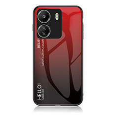 Coque Rebord Contour Silicone et Vitre Miroir Housse Etui Degrade Arc en Ciel LS1 pour Xiaomi Poco C65 Rouge