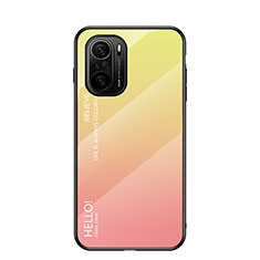 Coque Rebord Contour Silicone et Vitre Miroir Housse Etui Degrade Arc en Ciel LS1 pour Xiaomi Poco F3 5G Jaune