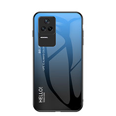 Coque Rebord Contour Silicone et Vitre Miroir Housse Etui Degrade Arc en Ciel LS1 pour Xiaomi Poco F4 5G Bleu