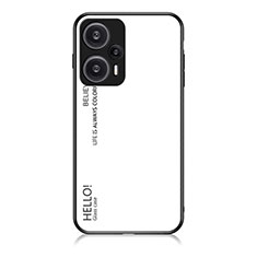 Coque Rebord Contour Silicone et Vitre Miroir Housse Etui Degrade Arc en Ciel LS1 pour Xiaomi Poco F5 5G Blanc