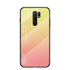 Coque Rebord Contour Silicone et Vitre Miroir Housse Etui Degrade Arc en Ciel LS1 pour Xiaomi Poco M2 Jaune