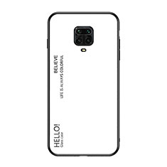 Coque Rebord Contour Silicone et Vitre Miroir Housse Etui Degrade Arc en Ciel LS1 pour Xiaomi Poco M2 Pro Blanc