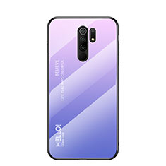 Coque Rebord Contour Silicone et Vitre Miroir Housse Etui Degrade Arc en Ciel LS1 pour Xiaomi Poco M2 Violet Clair