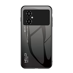 Coque Rebord Contour Silicone et Vitre Miroir Housse Etui Degrade Arc en Ciel LS1 pour Xiaomi Poco M4 5G Gris Fonce