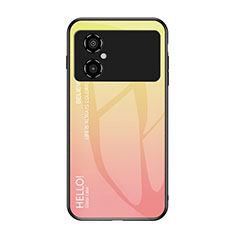 Coque Rebord Contour Silicone et Vitre Miroir Housse Etui Degrade Arc en Ciel LS1 pour Xiaomi Poco M4 5G Jaune