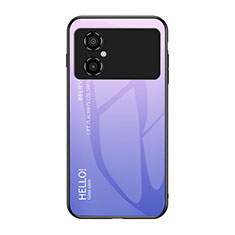 Coque Rebord Contour Silicone et Vitre Miroir Housse Etui Degrade Arc en Ciel LS1 pour Xiaomi Poco M4 5G Violet Clair