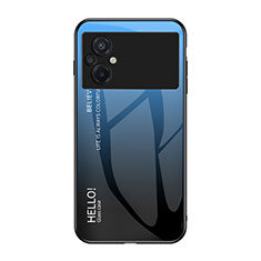 Coque Rebord Contour Silicone et Vitre Miroir Housse Etui Degrade Arc en Ciel LS1 pour Xiaomi Poco M5 4G Bleu