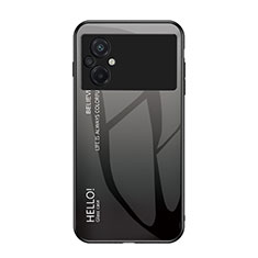 Coque Rebord Contour Silicone et Vitre Miroir Housse Etui Degrade Arc en Ciel LS1 pour Xiaomi Poco M5 4G Gris Fonce