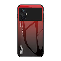 Coque Rebord Contour Silicone et Vitre Miroir Housse Etui Degrade Arc en Ciel LS1 pour Xiaomi Poco M5 4G Rouge
