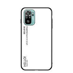 Coque Rebord Contour Silicone et Vitre Miroir Housse Etui Degrade Arc en Ciel LS1 pour Xiaomi Poco M5S Blanc