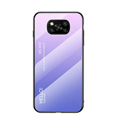 Coque Rebord Contour Silicone et Vitre Miroir Housse Etui Degrade Arc en Ciel LS1 pour Xiaomi Poco X3 NFC Violet Clair