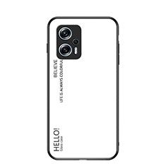 Coque Rebord Contour Silicone et Vitre Miroir Housse Etui Degrade Arc en Ciel LS1 pour Xiaomi Poco X4 GT 5G Blanc