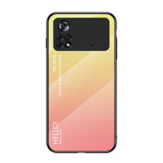 Coque Rebord Contour Silicone et Vitre Miroir Housse Etui Degrade Arc en Ciel LS1 pour Xiaomi Poco X4 Pro 5G Jaune