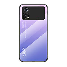 Coque Rebord Contour Silicone et Vitre Miroir Housse Etui Degrade Arc en Ciel LS1 pour Xiaomi Poco X4 Pro 5G Violet Clair