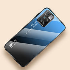 Coque Rebord Contour Silicone et Vitre Miroir Housse Etui Degrade Arc en Ciel LS1 pour Xiaomi Redmi 10 4G Bleu