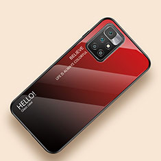 Coque Rebord Contour Silicone et Vitre Miroir Housse Etui Degrade Arc en Ciel LS1 pour Xiaomi Redmi 10 4G Rouge