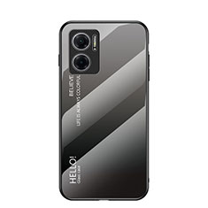 Coque Rebord Contour Silicone et Vitre Miroir Housse Etui Degrade Arc en Ciel LS1 pour Xiaomi Redmi 10 5G Gris Fonce