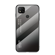 Coque Rebord Contour Silicone et Vitre Miroir Housse Etui Degrade Arc en Ciel LS1 pour Xiaomi Redmi 10A 4G Gris Fonce