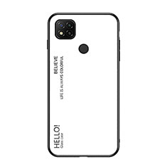 Coque Rebord Contour Silicone et Vitre Miroir Housse Etui Degrade Arc en Ciel LS1 pour Xiaomi Redmi 9 Activ Blanc