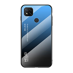 Coque Rebord Contour Silicone et Vitre Miroir Housse Etui Degrade Arc en Ciel LS1 pour Xiaomi Redmi 9 Activ Bleu