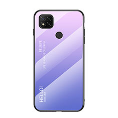 Coque Rebord Contour Silicone et Vitre Miroir Housse Etui Degrade Arc en Ciel LS1 pour Xiaomi Redmi 9 Activ Violet Clair