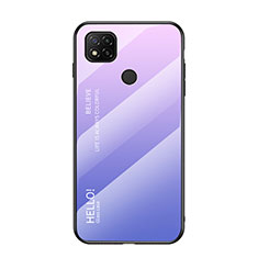 Coque Rebord Contour Silicone et Vitre Miroir Housse Etui Degrade Arc en Ciel LS1 pour Xiaomi Redmi 9C NFC Violet Clair