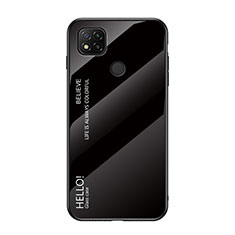 Coque Rebord Contour Silicone et Vitre Miroir Housse Etui Degrade Arc en Ciel LS1 pour Xiaomi Redmi 9C Noir