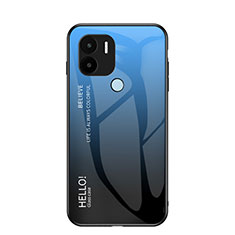 Coque Rebord Contour Silicone et Vitre Miroir Housse Etui Degrade Arc en Ciel LS1 pour Xiaomi Redmi A1 Plus Bleu