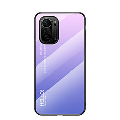 Coque Rebord Contour Silicone et Vitre Miroir Housse Etui Degrade Arc en Ciel LS1 pour Xiaomi Redmi K40 Pro+ Plus 5G Violet Clair