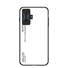 Coque Rebord Contour Silicone et Vitre Miroir Housse Etui Degrade Arc en Ciel LS1 pour Xiaomi Redmi K50 Gaming 5G Blanc