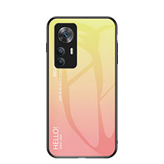 Coque Rebord Contour Silicone et Vitre Miroir Housse Etui Degrade Arc en Ciel LS1 pour Xiaomi Redmi K50 Ultra 5G Jaune