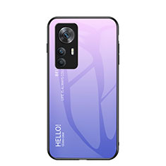 Coque Rebord Contour Silicone et Vitre Miroir Housse Etui Degrade Arc en Ciel LS1 pour Xiaomi Redmi K50 Ultra 5G Violet Clair