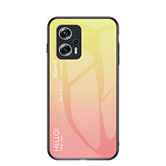 Coque Rebord Contour Silicone et Vitre Miroir Housse Etui Degrade Arc en Ciel LS1 pour Xiaomi Redmi K50i 5G Jaune