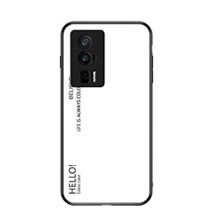 Coque Rebord Contour Silicone et Vitre Miroir Housse Etui Degrade Arc en Ciel LS1 pour Xiaomi Redmi K60 5G Blanc