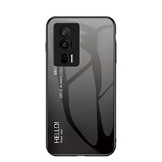 Coque Rebord Contour Silicone et Vitre Miroir Housse Etui Degrade Arc en Ciel LS1 pour Xiaomi Redmi K60 5G Gris Fonce