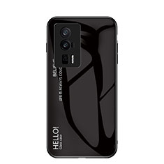 Coque Rebord Contour Silicone et Vitre Miroir Housse Etui Degrade Arc en Ciel LS1 pour Xiaomi Redmi K60 5G Noir