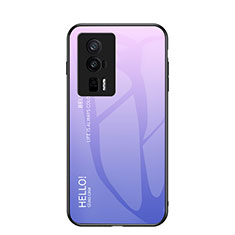 Coque Rebord Contour Silicone et Vitre Miroir Housse Etui Degrade Arc en Ciel LS1 pour Xiaomi Redmi K60 5G Violet Clair