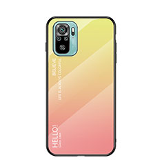 Coque Rebord Contour Silicone et Vitre Miroir Housse Etui Degrade Arc en Ciel LS1 pour Xiaomi Redmi Note 10 4G Jaune