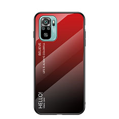 Coque Rebord Contour Silicone et Vitre Miroir Housse Etui Degrade Arc en Ciel LS1 pour Xiaomi Redmi Note 10 4G Rouge