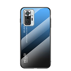 Coque Rebord Contour Silicone et Vitre Miroir Housse Etui Degrade Arc en Ciel LS1 pour Xiaomi Redmi Note 10 Pro 4G Bleu