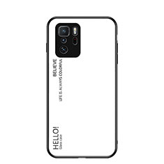 Coque Rebord Contour Silicone et Vitre Miroir Housse Etui Degrade Arc en Ciel LS1 pour Xiaomi Redmi Note 10 Pro 5G Blanc