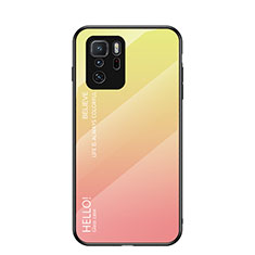 Coque Rebord Contour Silicone et Vitre Miroir Housse Etui Degrade Arc en Ciel LS1 pour Xiaomi Redmi Note 10 Pro 5G Jaune