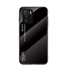Coque Rebord Contour Silicone et Vitre Miroir Housse Etui Degrade Arc en Ciel LS1 pour Xiaomi Redmi Note 10 Pro 5G Noir